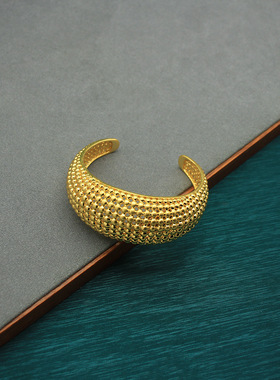 豆豆同款欧美夸张手镯铜镀18K真金保色手饰个性叠戴手饰简约风