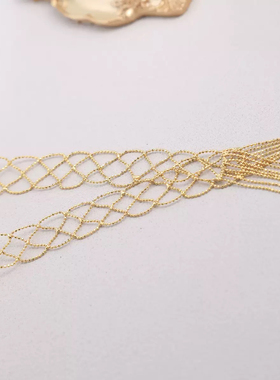 欧美轻奢小众高级感多层叠戴项链金色超长款流苏长链女领带金围脖