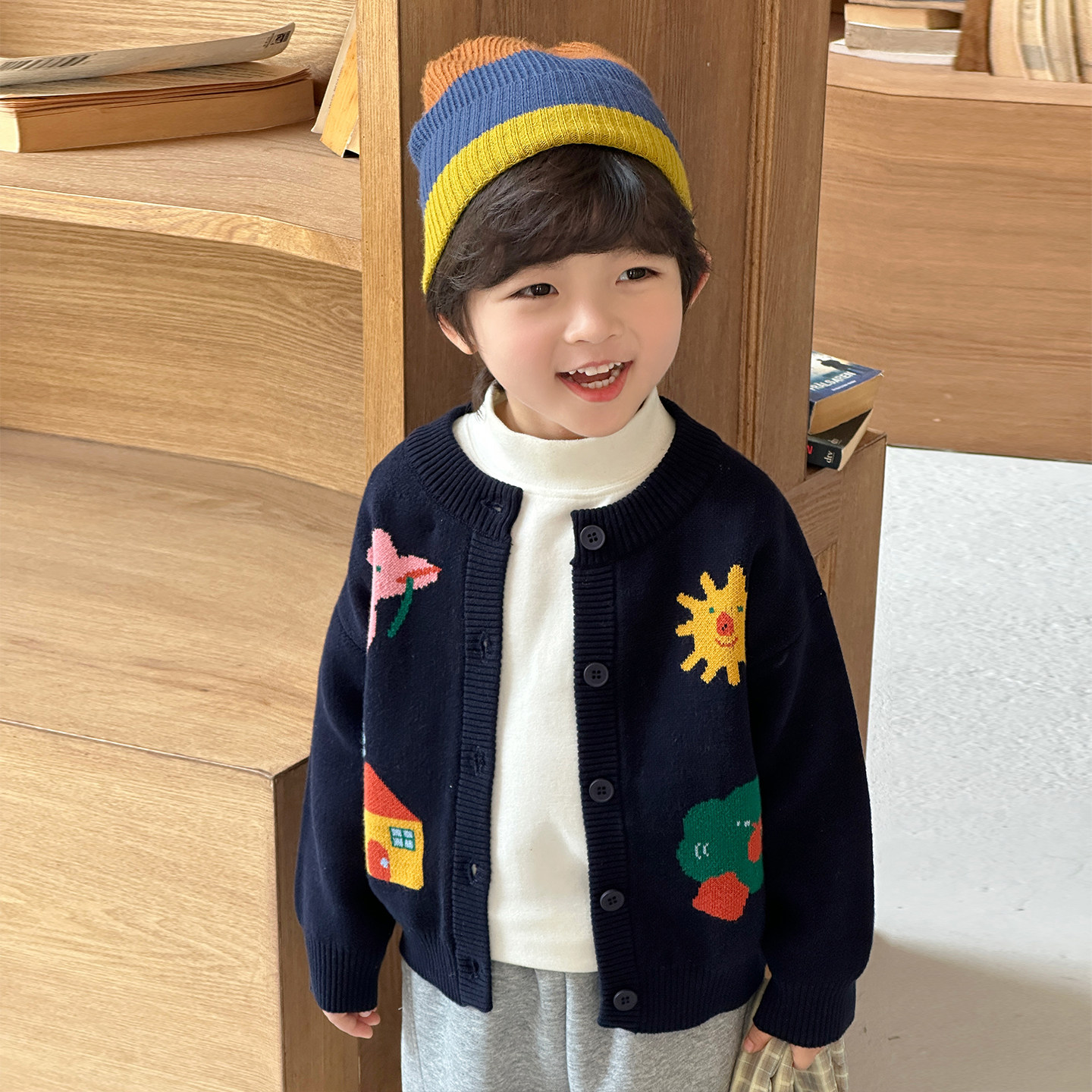 男童针织开衫春秋外套儿童毛衣秋冬2025新款男孩上衣纯棉初秋外搭,淘宝优惠券,粉丝福利购,淘宝优惠卷