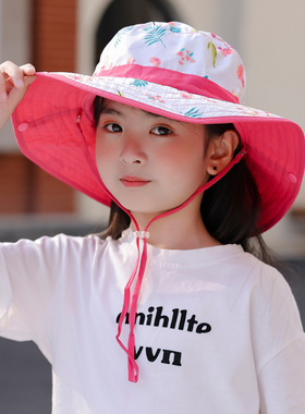 儿童夏季防晒帽网眼大帽檐渔夫