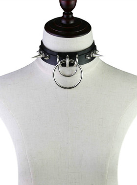 choker皮质尖钉圆环超酷项圈