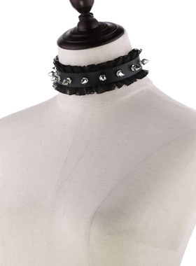 pu皮性感蕾丝项链红色情侣个性女