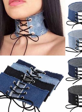 choker脖圈欧美系带学生锁骨链