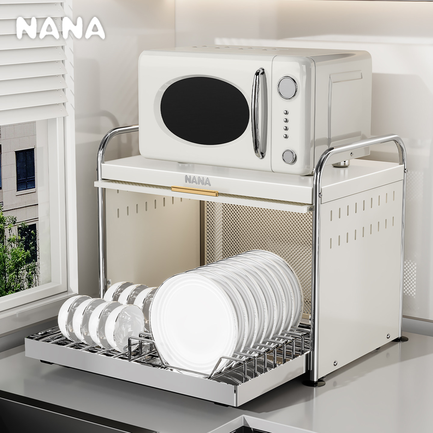 纳纳厨房碗柜碗碟收纳架不锈钢全密封碗盘沥水架家用放碗筷置物架,淘宝优惠券,粉丝福利购,淘宝优惠卷