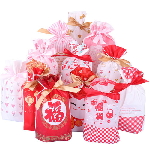 包邮50个塑料抽绳袋合集/丝带束口礼品袋/送人礼物环保可爱包装袋 - 图3