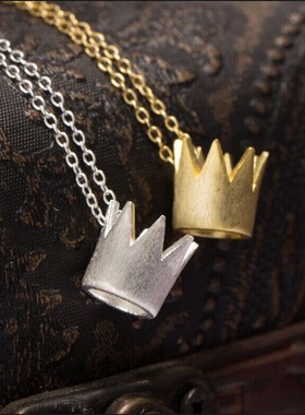 女王风纯银磨砂拉丝镀金锁骨链