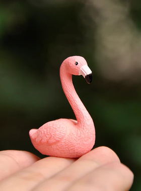 新品迷你可爱火烈鸟玩偶摆件粉红忠贞爱情专一象征景观蛋糕装饰品