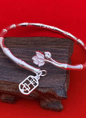 时尚简约女9999足银精工银手镯