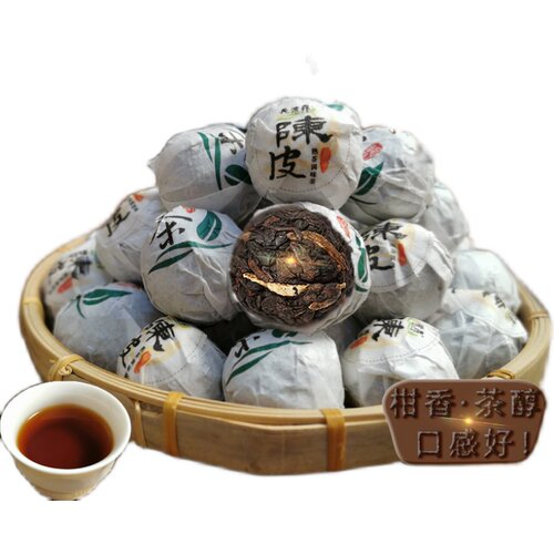 天波霖陈皮熟普洱茶龙珠茶坨桔普小沱茶新会柑普熟茶云南袋装360g - 图3