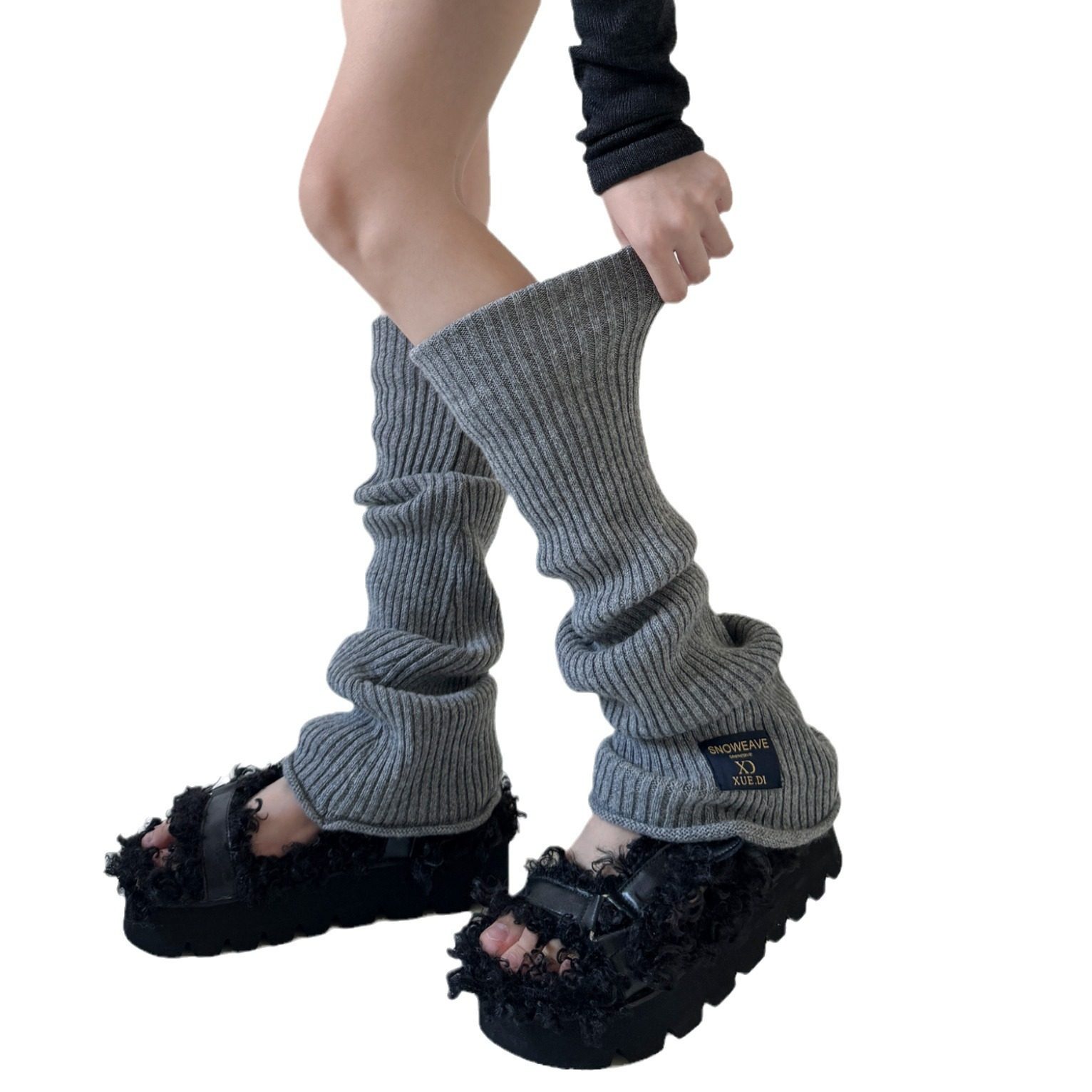 秋冬过膝加长堆堆袜套女针织靴套保暖护膝百搭标签纯色简约腿套女,淘宝优惠券,粉丝福利购,淘宝优惠卷