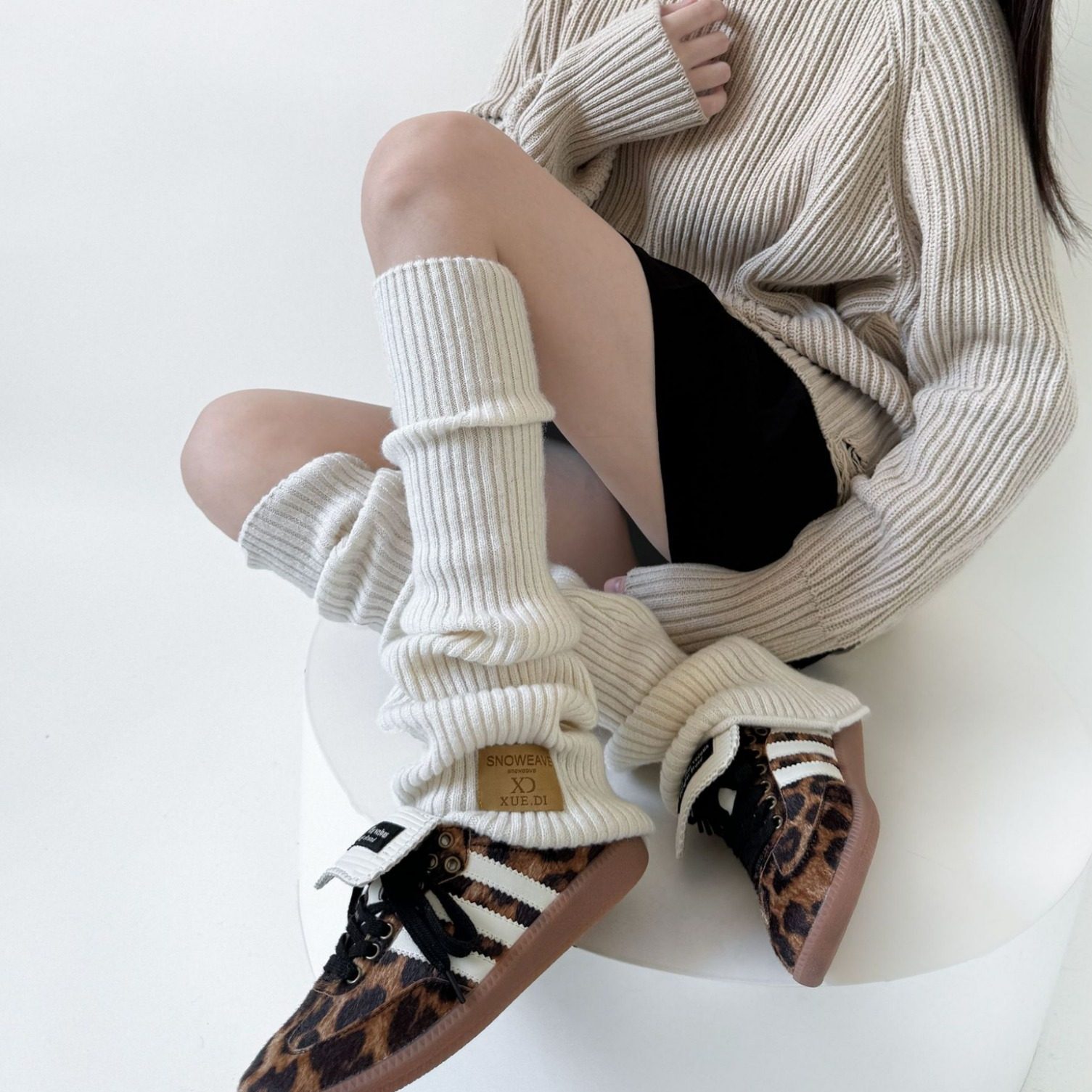 秋冬过膝加长堆堆袜套女针织靴套保暖护膝百搭标签纯色简约腿套女,淘宝优惠券,粉丝福利购,淘宝优惠卷