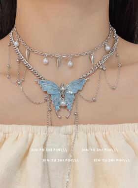 Butterfly fringed necklace women with a collar蝴蝶流苏项链