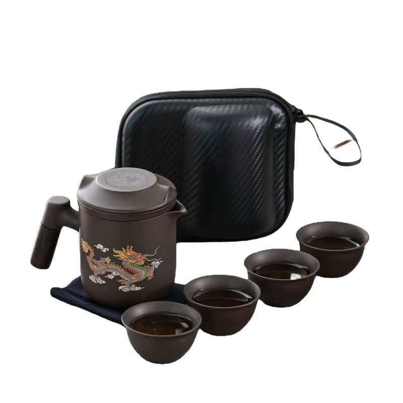 紫砂变色快客杯一壶四杯旅行茶具便携式包户外车载泡茶壶茶杯茶具,淘宝优惠券,粉丝福利购,淘宝优惠卷