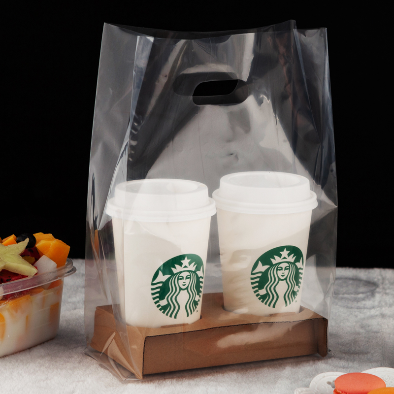 一次性加厚奶茶打包袋单杯袋双杯袋果汁咖啡手提包装袋奶茶袋定制 - 图0