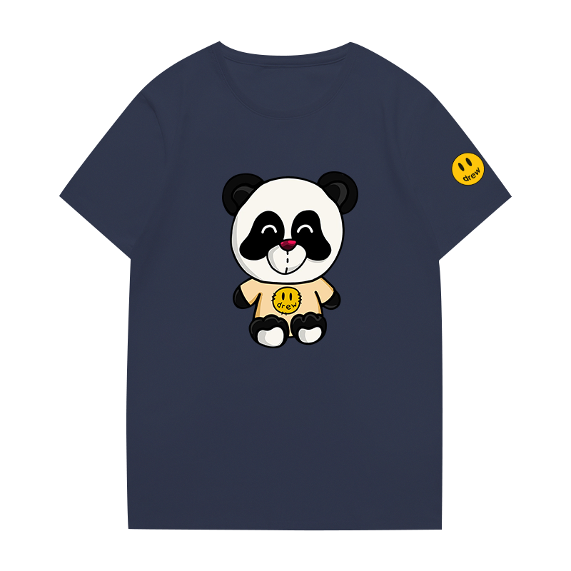 王一博同款t恤笑脸熊猫panda纯棉宽松潮牌短袖男女情侣装半袖衣服