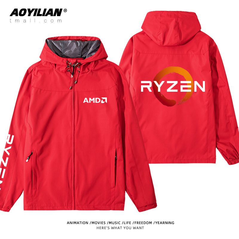 Ryzen锐龙AMD处理器电脑发烧友周边定制工装夹克开衫外套休闲衣服-图2