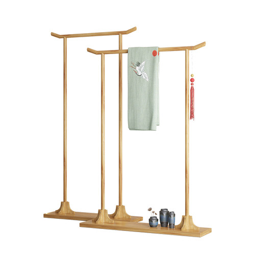 新中式古典衣帽架落地简易挂衣架卧室家用秀禾服装展示民宿实木复 - 图3