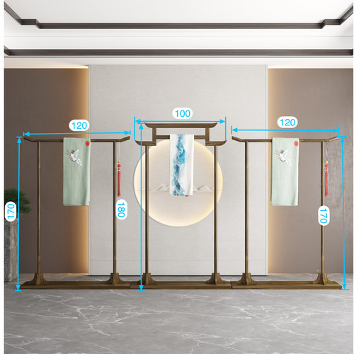 新中式古典衣帽架落地简易挂衣架卧室家用秀禾服装展示民宿实木复 - 图1