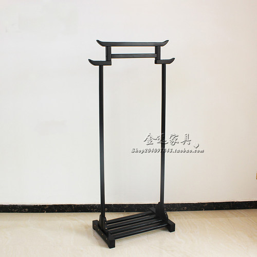 新中式衣帽架落地实木卧室挂衣架客厅转角衣服架简易展示架日式 - 图0
