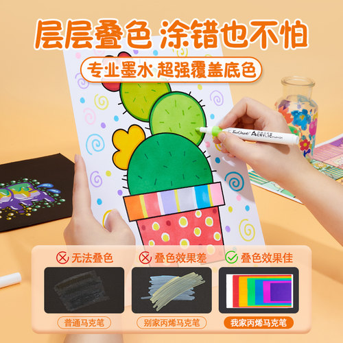 touchmark红色丙烯马克笔单支小学生彩笔美术专用大红正红记号笔国庆中秋儿童手抄报画笔幼儿园涂鸦水彩笔 - 图0
