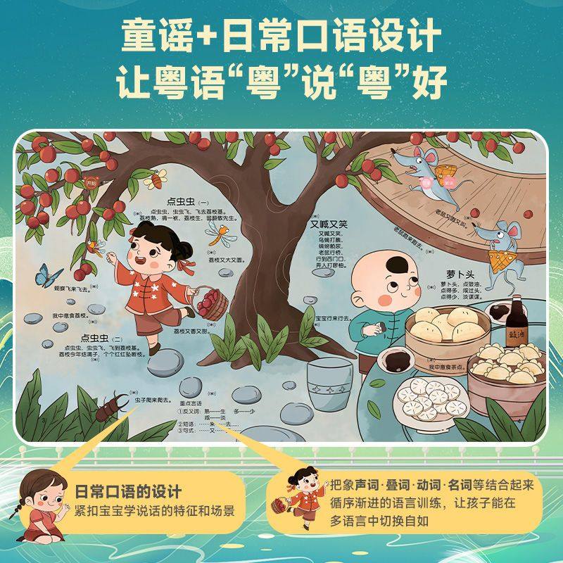 粤语童谣丨新款儿童广府童谣点读书早教儿歌发声书幼儿有声绘本