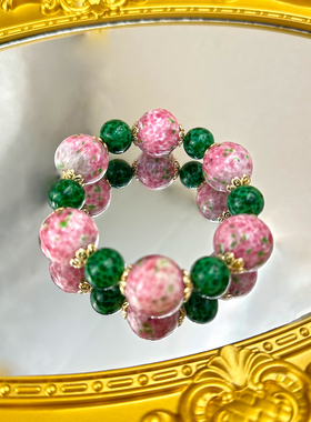 春意盎然新中式粉蛙绿蛙琉璃复古时尚气质百搭饰品手串