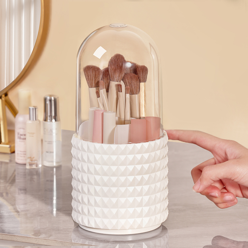 化妆刷收纳筒梳妆台高级感可旋转眉笔刷具化妆品置物架防尘刷子桶,淘宝优惠券,粉丝福利购,淘宝优惠卷