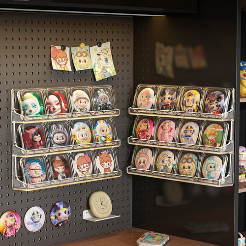 吧唧展示架挂墙谷子周边陈列架多层阶梯小卡立牌明信片吧唧收纳盒 - 图0