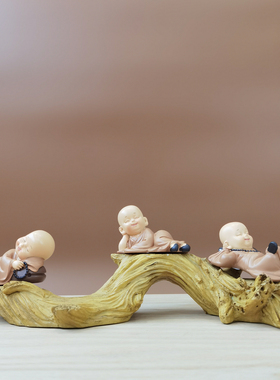 新中式禅意小和尚摆件套装