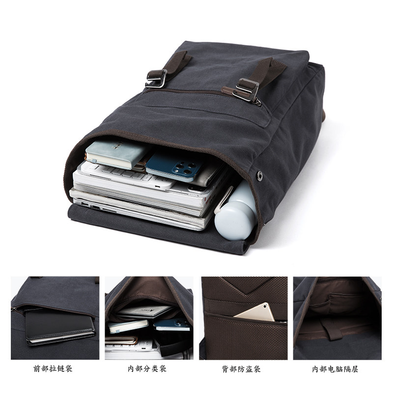 帆布简约高中生日系潮流休闲双肩包 韩锦双肩背包