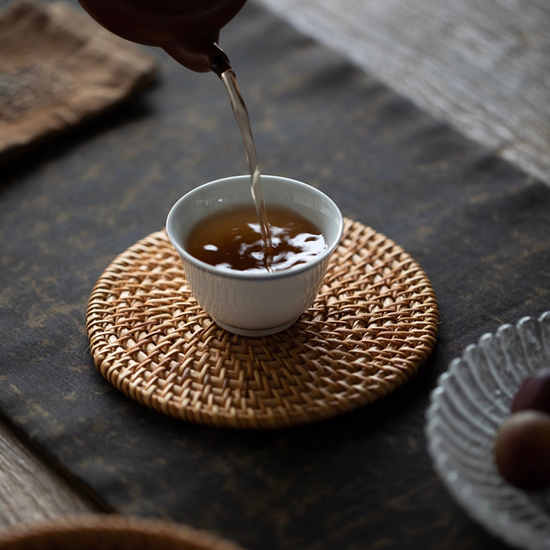 茶杯垫餐桌隔热垫藤编垫子砂锅垫紫砂壶茶壶垫茶道防烫垫茶垫杯托 - 图0