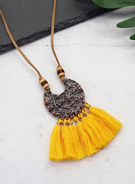 复古度假风波西米亚长款流苏项链