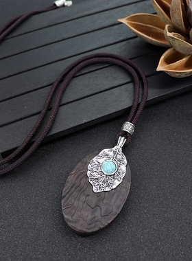 复古民族风文艺长款女棉麻项链