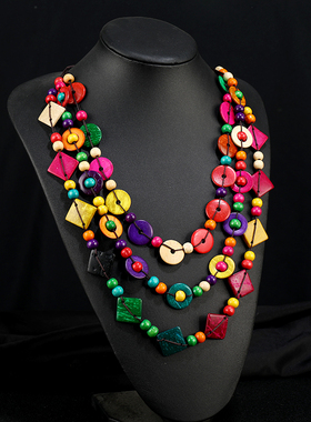 波西米亚欧美复古椰壳木质项链