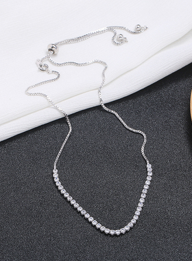 韩国闪亮水晶锆石短款高档锁骨链