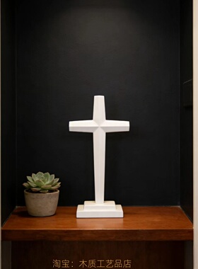 黑色实木十字架摆件教堂用品 手持壁挂客厅桌面摆台装饰挂墙物品