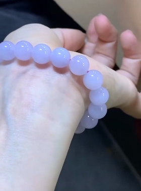 天然缅甸翡翠冰粉紫手串 珠卡10，冰胶  ，冰冰粉粉