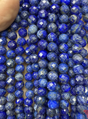 6-8-10mm天然青金石硬切刻面圆珠串珠散珠 diy手作工材料饰品配件