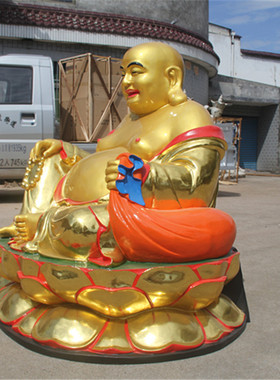 弥勒佛莲花善吉树脂玻璃钢