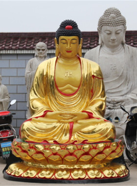 树脂玻璃钢鎏金彩绘寺庙释迦佛