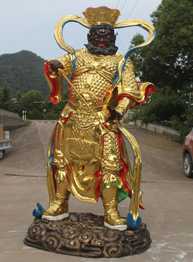 寺庙玻璃钢贴金彩绘天王殿佛像