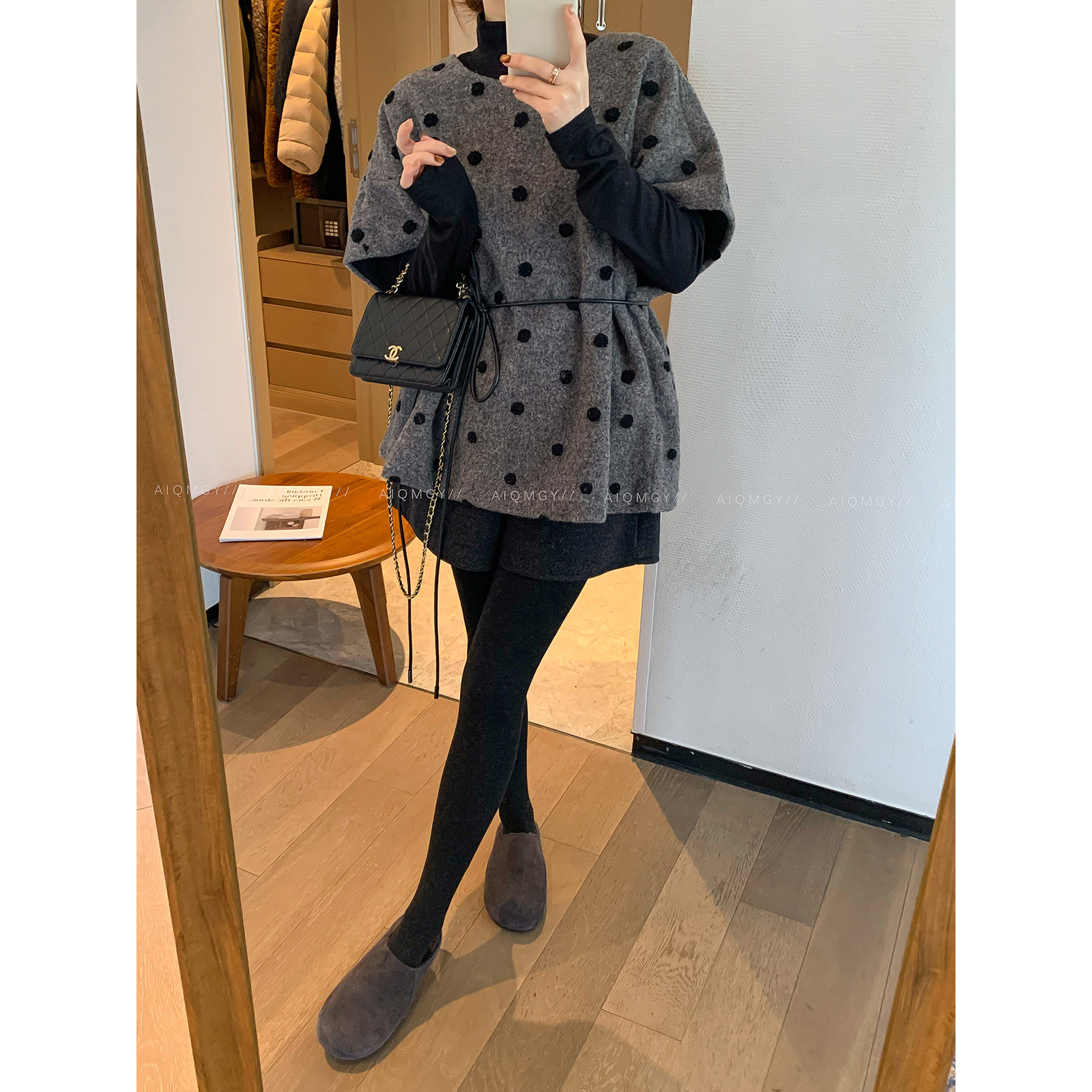 爱情魔鬼鱼 时尚套装女2025年冬季长袖打底T恤叠穿波点马甲两件套,淘宝优惠券,粉丝福利购,淘宝优惠卷