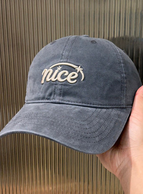 2026秋季新款nice刺绣棒球帽男女百搭显脸小黑色鸭舌帽街头复古