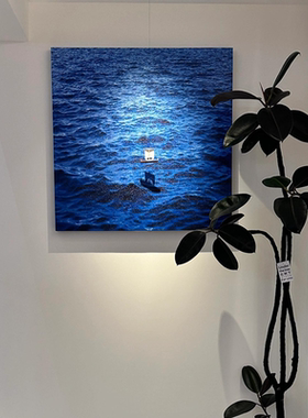 一帆风顺现代简约蓝色大海客厅房间卧室床头挂画抽象高级感装饰画