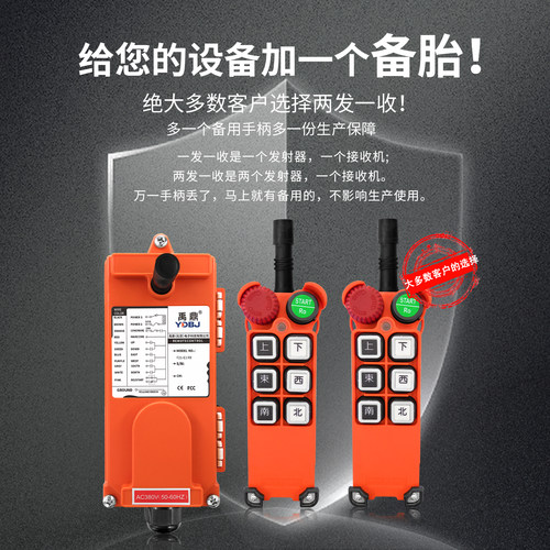 禹鼎无线遥控器F21-E1急停蘑菇头行车天车起重机工业无线遥控器 - 图0