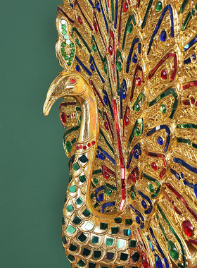 实木玄关东南亚孔雀开屏摆件