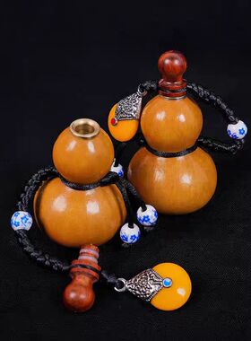 葫芦手把件天然真葫芦小摆件开口葫芦把玩件文玩手捻手机包包挂饰