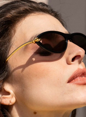 新朱利安陈瑜同款猫眼窄框绳结金属墨镜可配度数镜片防紫外线欧美