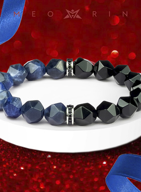 天然手链男款蓝水晶玛瑙小众手串