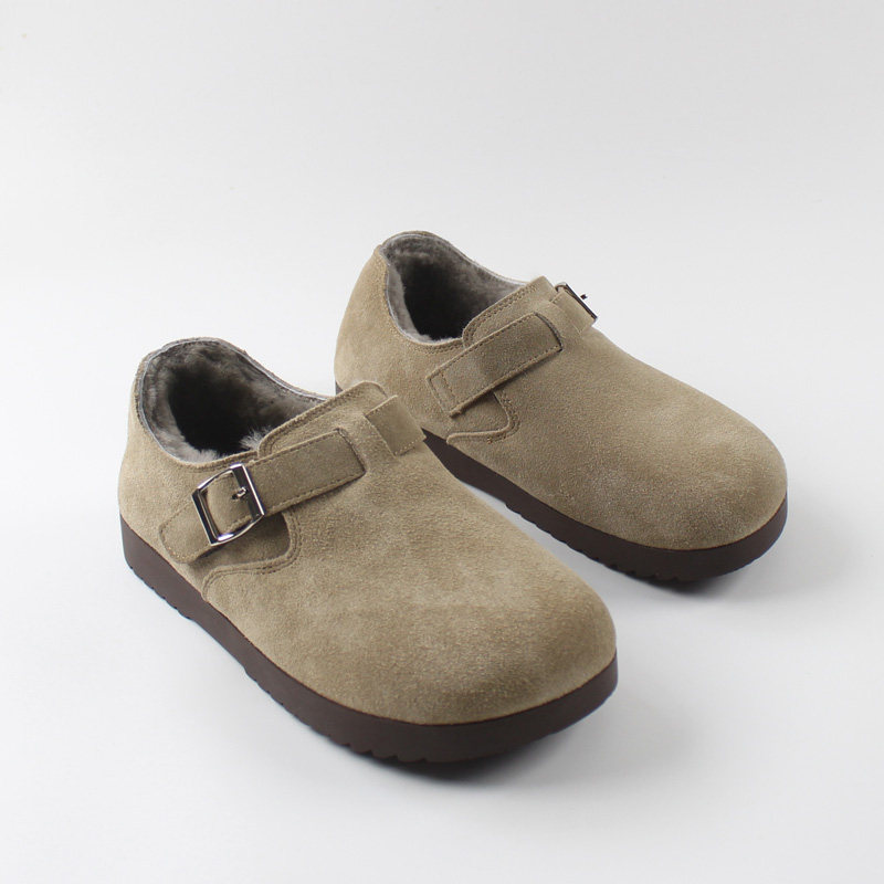 蚁团外贸冬季加绒厚底羊毛勃肯鞋女防滑软底羊皮毛一体磨术贴棉鞋,淘宝优惠券,粉丝福利购,淘宝优惠卷